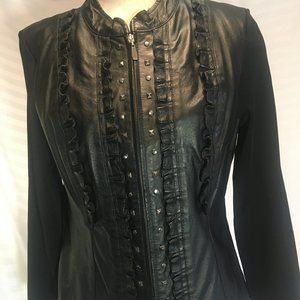 Genuine Leather Black Moto Jacket Blazer L